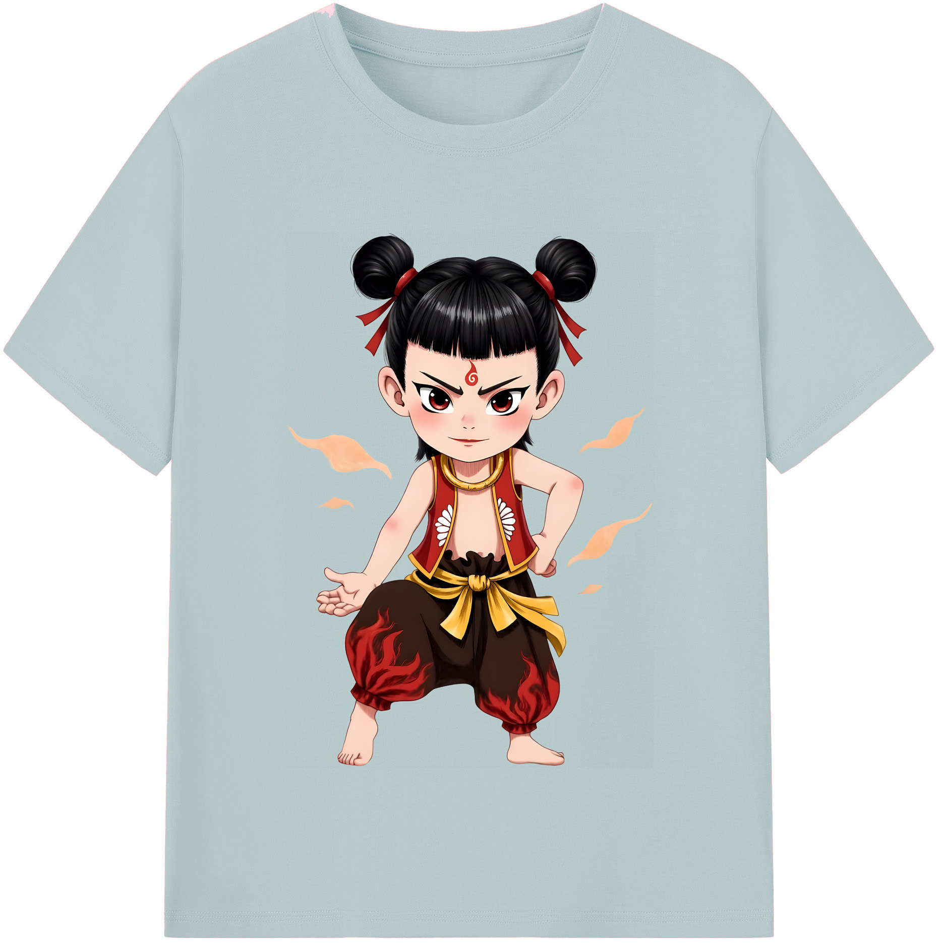 （画像用） Ne Zha 2 ナタ 魔童の大暴れ 綿100％半袖Tシャツ（フロントプリント）